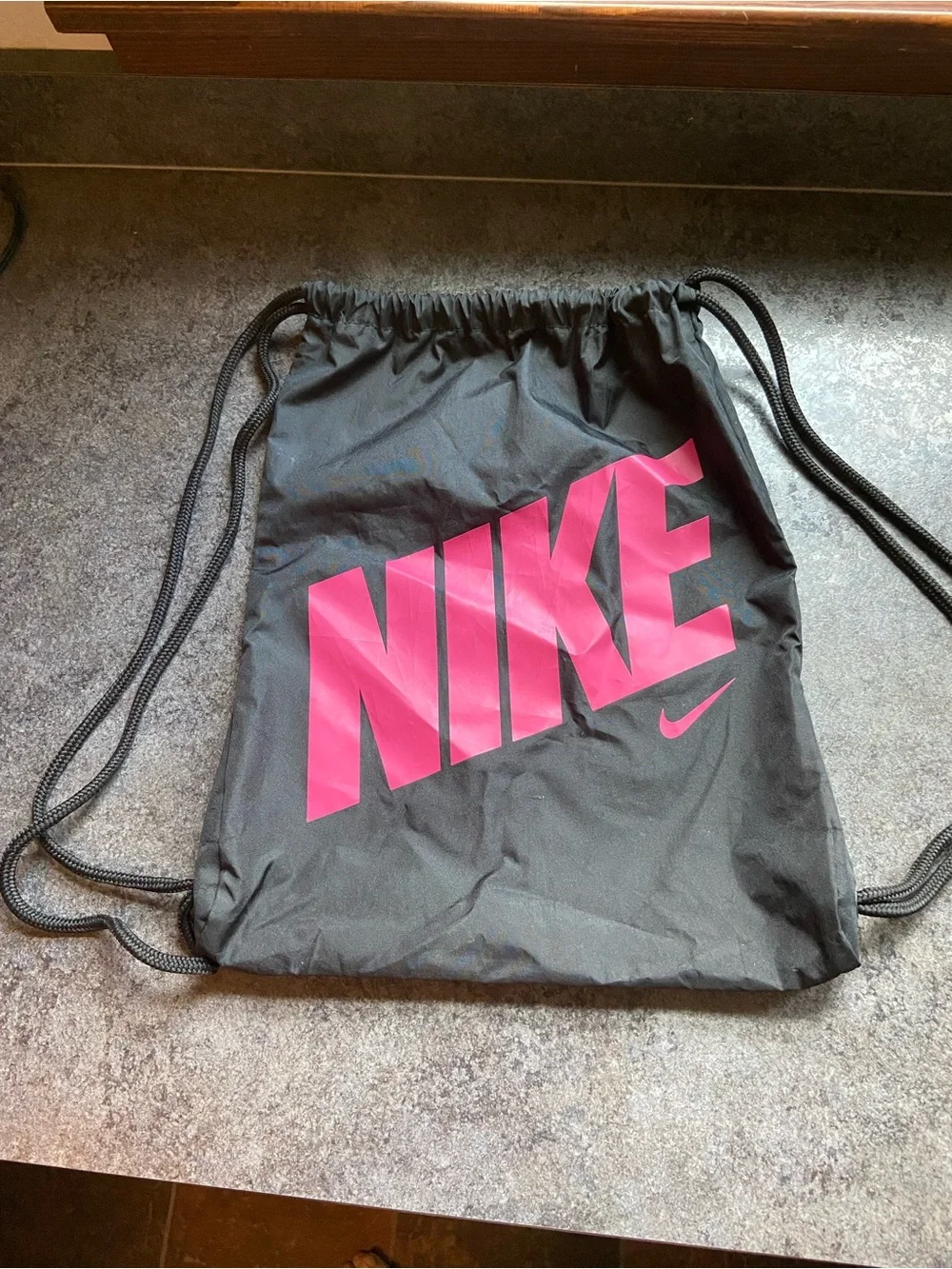 Nike Black Drawstring Pouch with White Care Tag